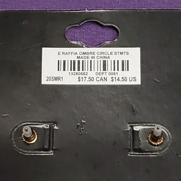 Torrid Dusty Rose Ombre Raffia Circle Statement Earrings Pink Blue - Picture 5 of 7